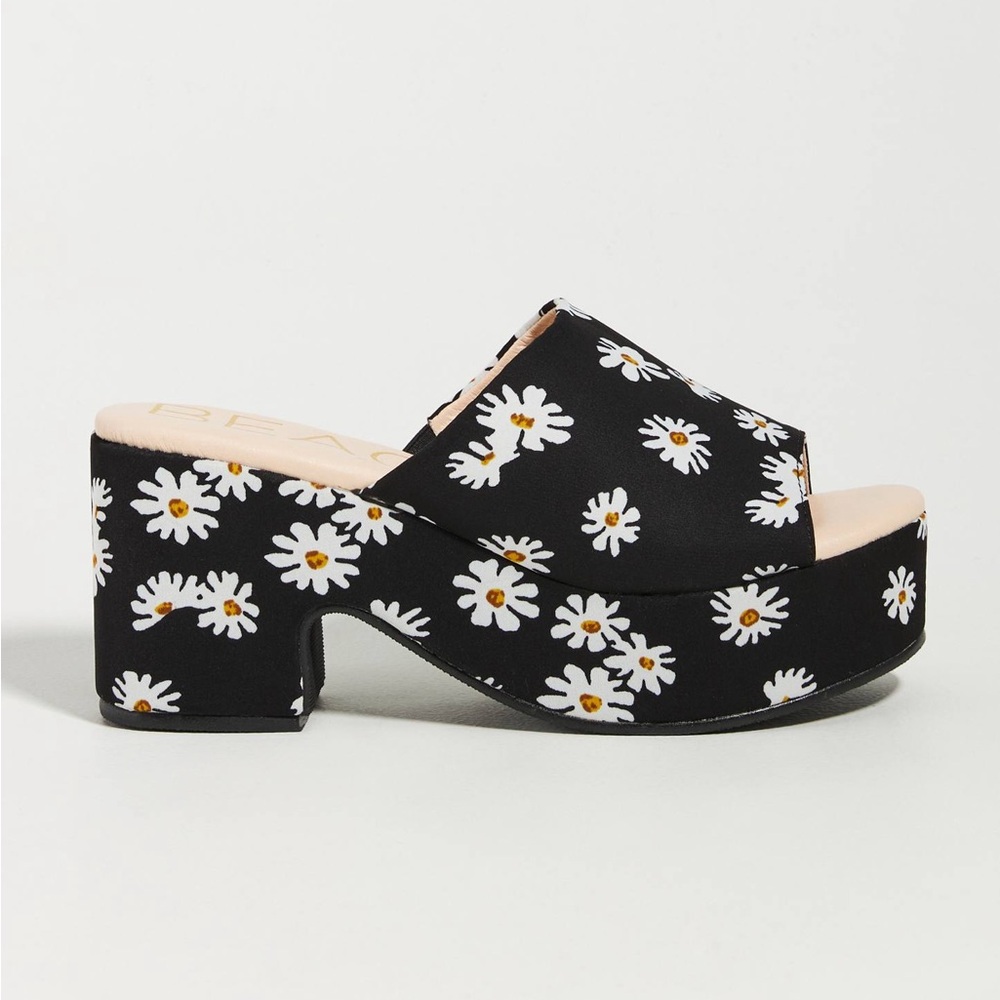 Beach by Matisse Women’s 8M Terry Floral Platform Slide Sandals Daisy Black